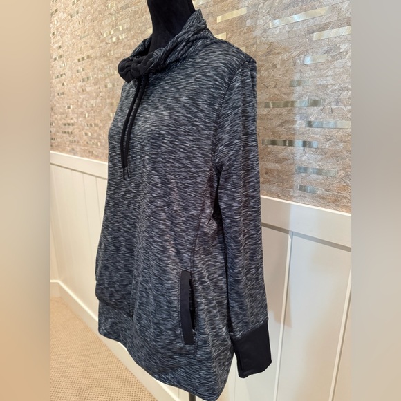 Layer 8 Black Gray Cowl Neck Sweatshirt Sweater Hoodie 1X XL Extra Large - Picture 3 of 4